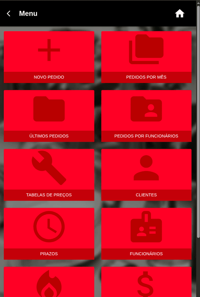 Versão mobile do Sevama